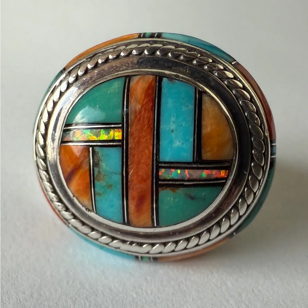 Genuine Turquoise & Sterling Sliver Native American Handmade Ring - Picture 4 of 9